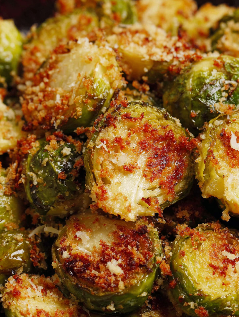 Roasted garlic and Parmesan Brussels sprouts.