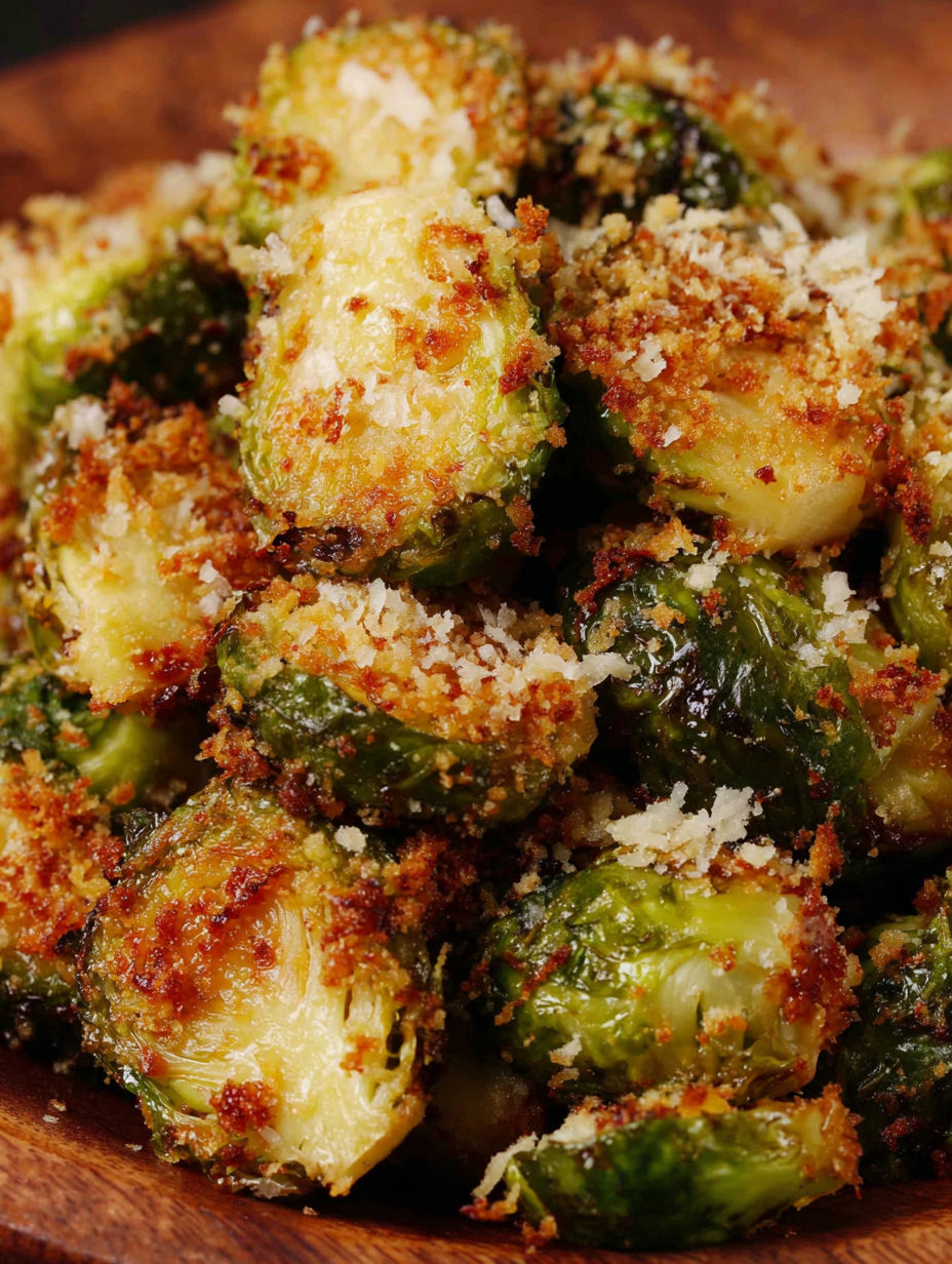 Roasted garlic Parmesan Brussels sprouts.