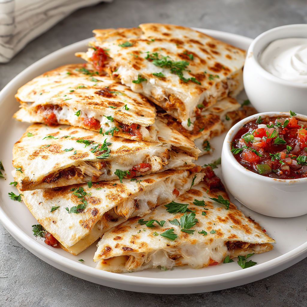 A plate of leftover turkey quesadillas.