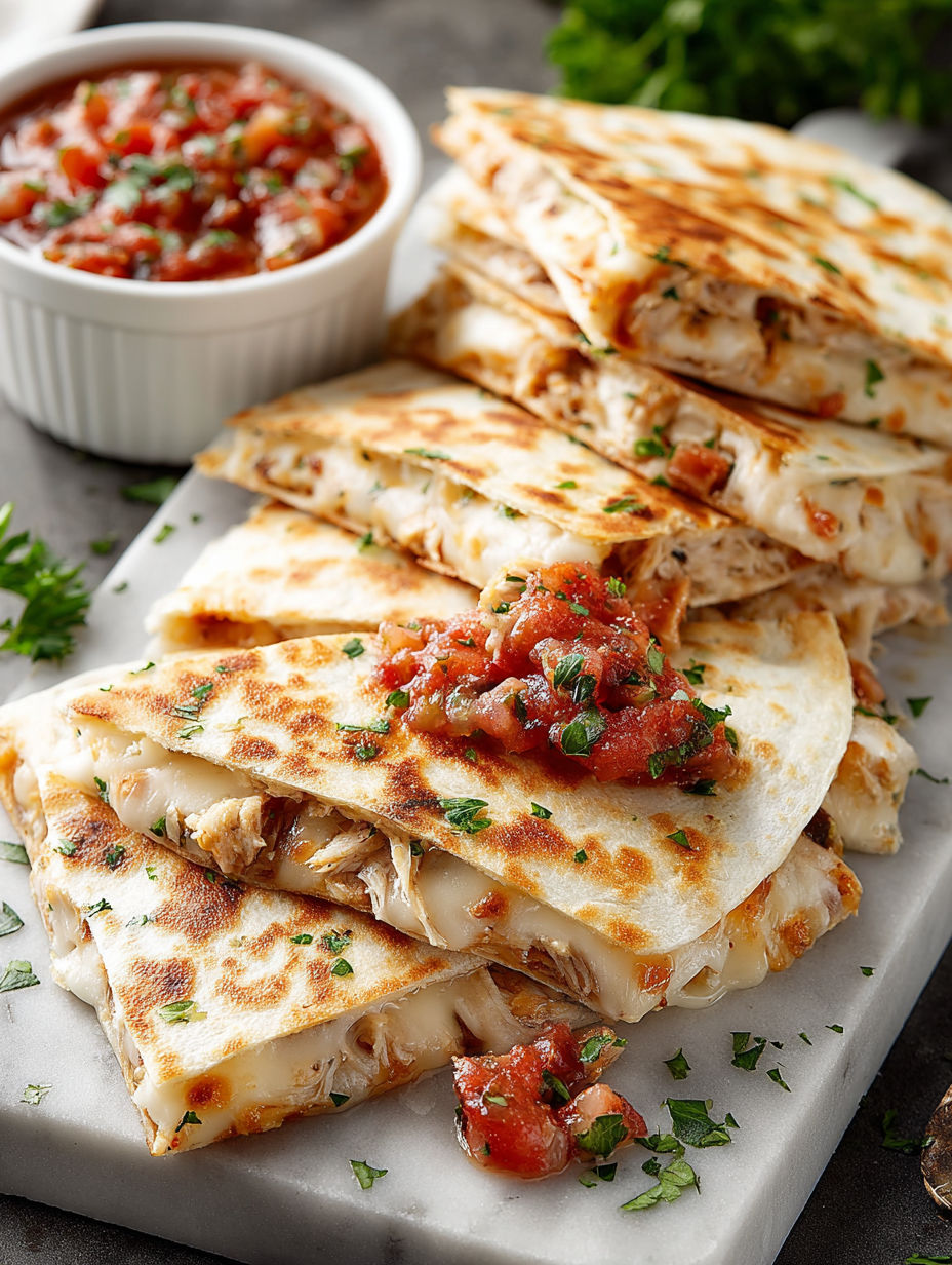 A plate of leftover turkey quesadillas.