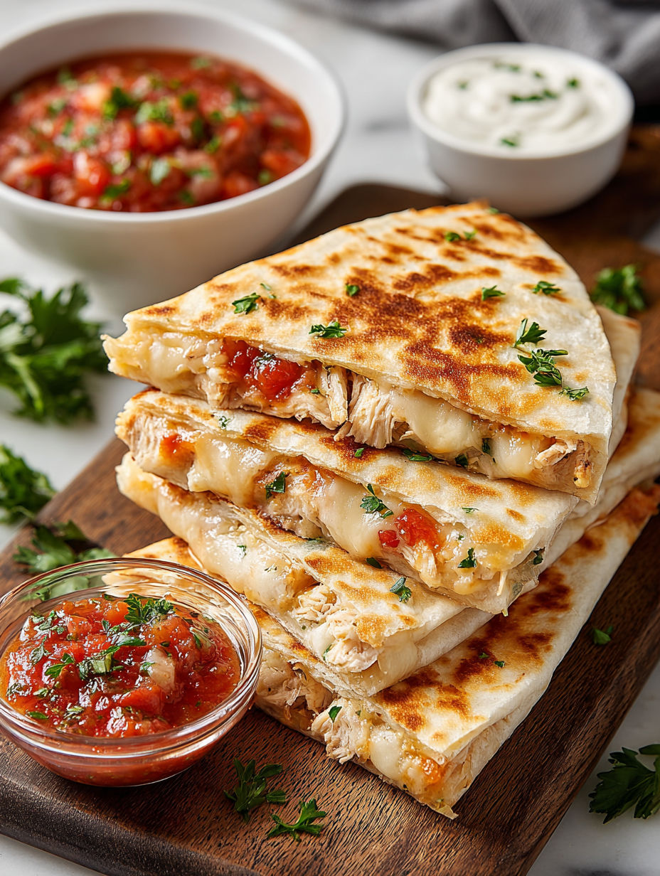 A stack of leftover turkey quesadillas.