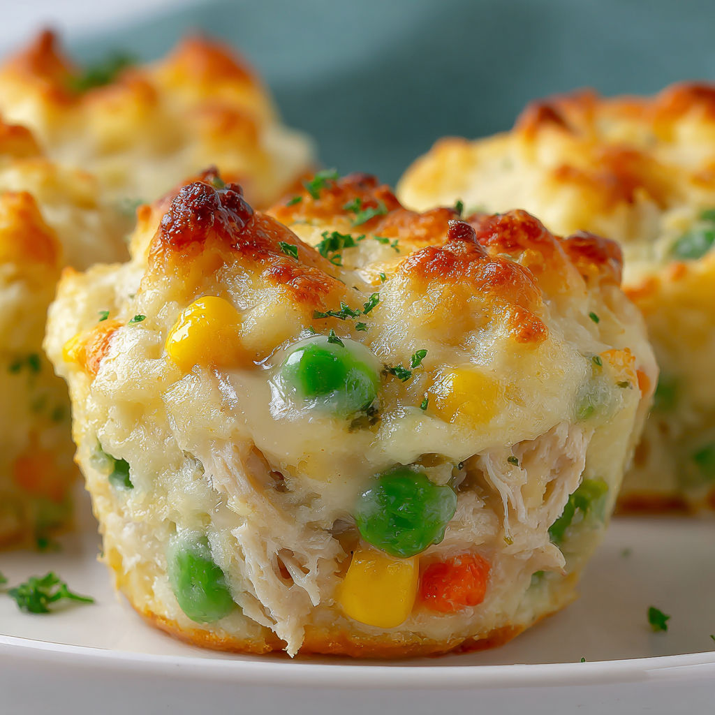 A plate of muffins with peas and corn.