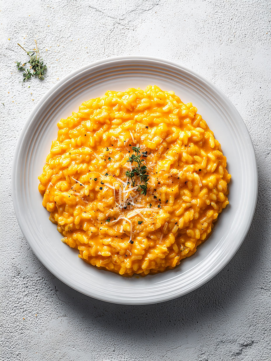 A plate of creamy pumpkin risotto.