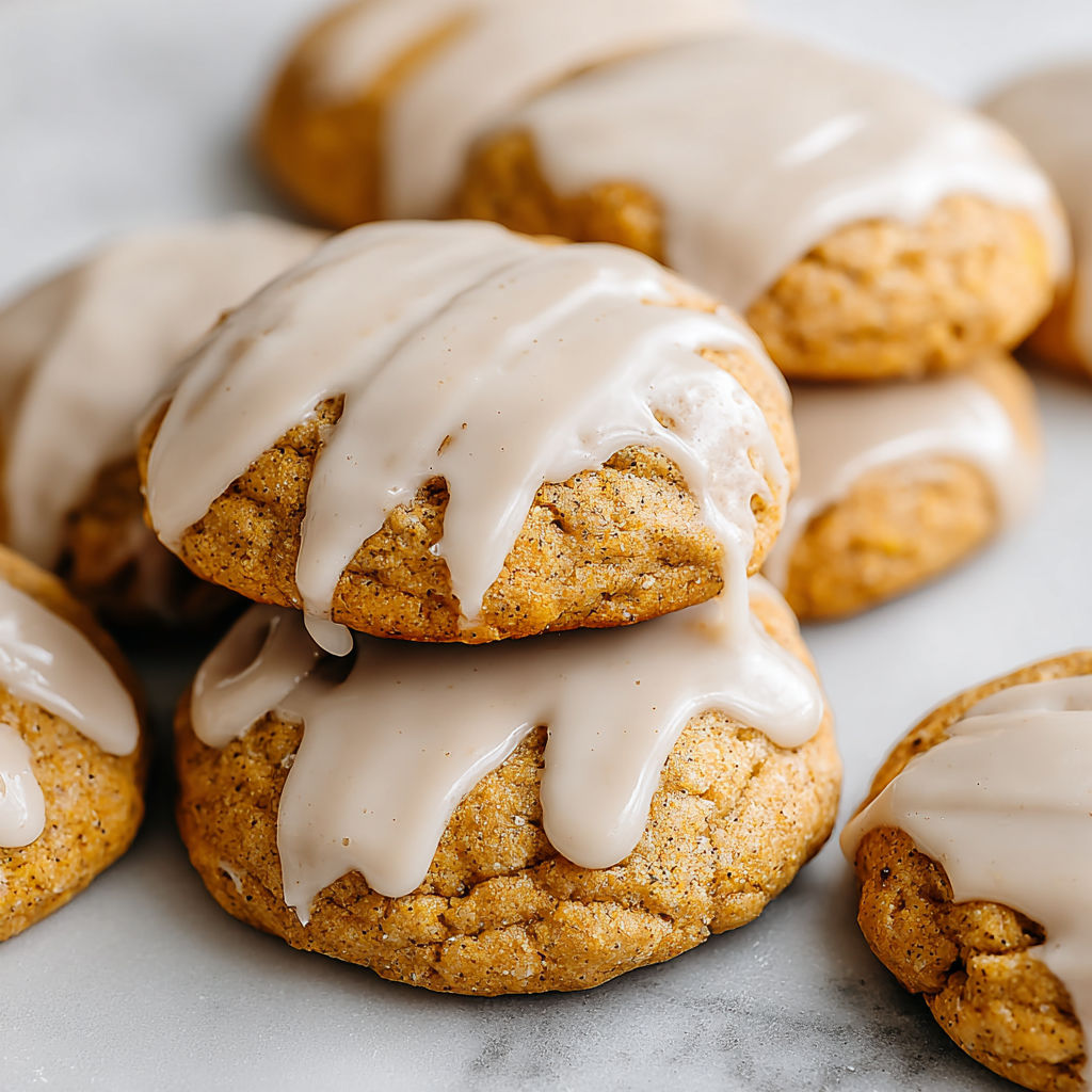 Pumpkin spice cookies with cinnamon glaze.