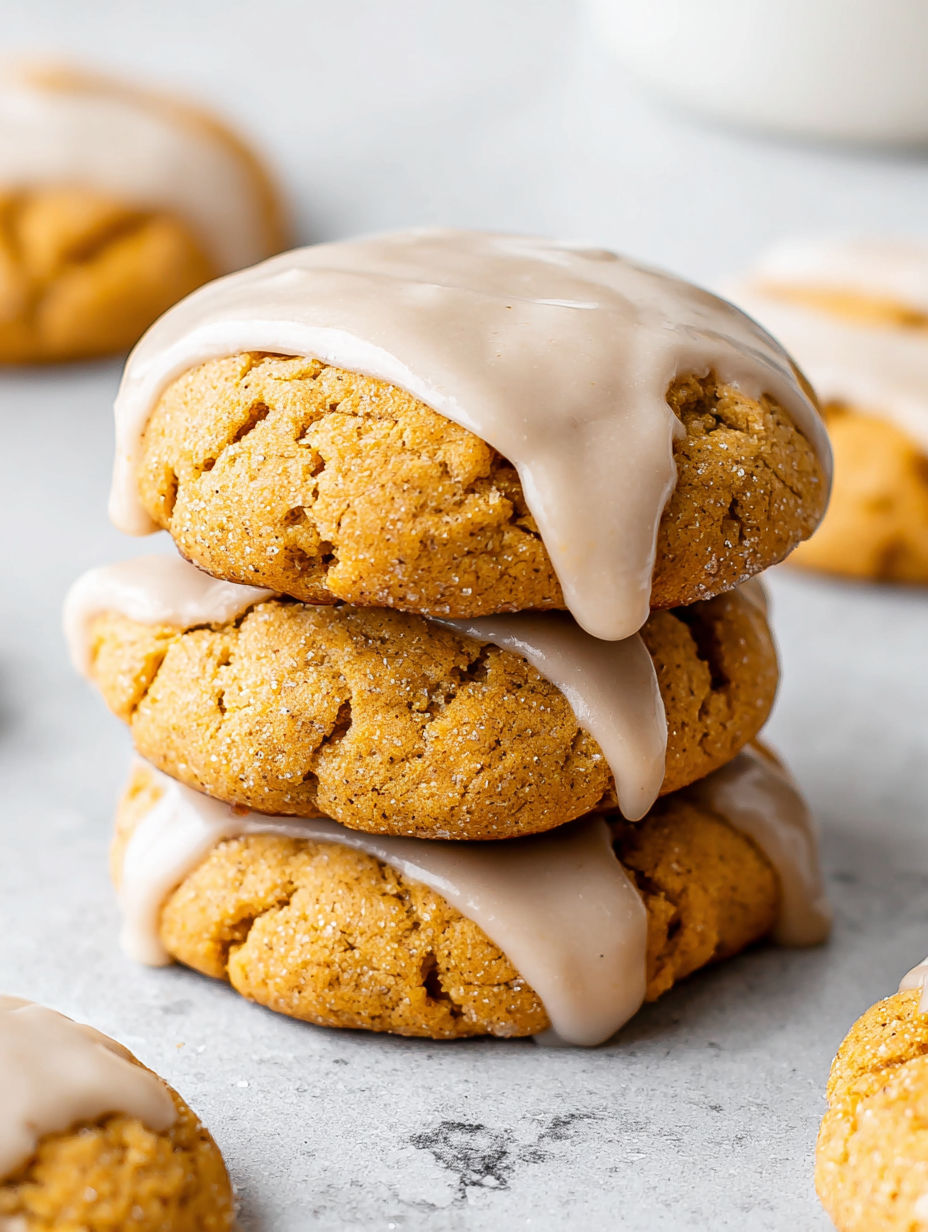 Pumpkin spice cookies with cinnamon glaze.