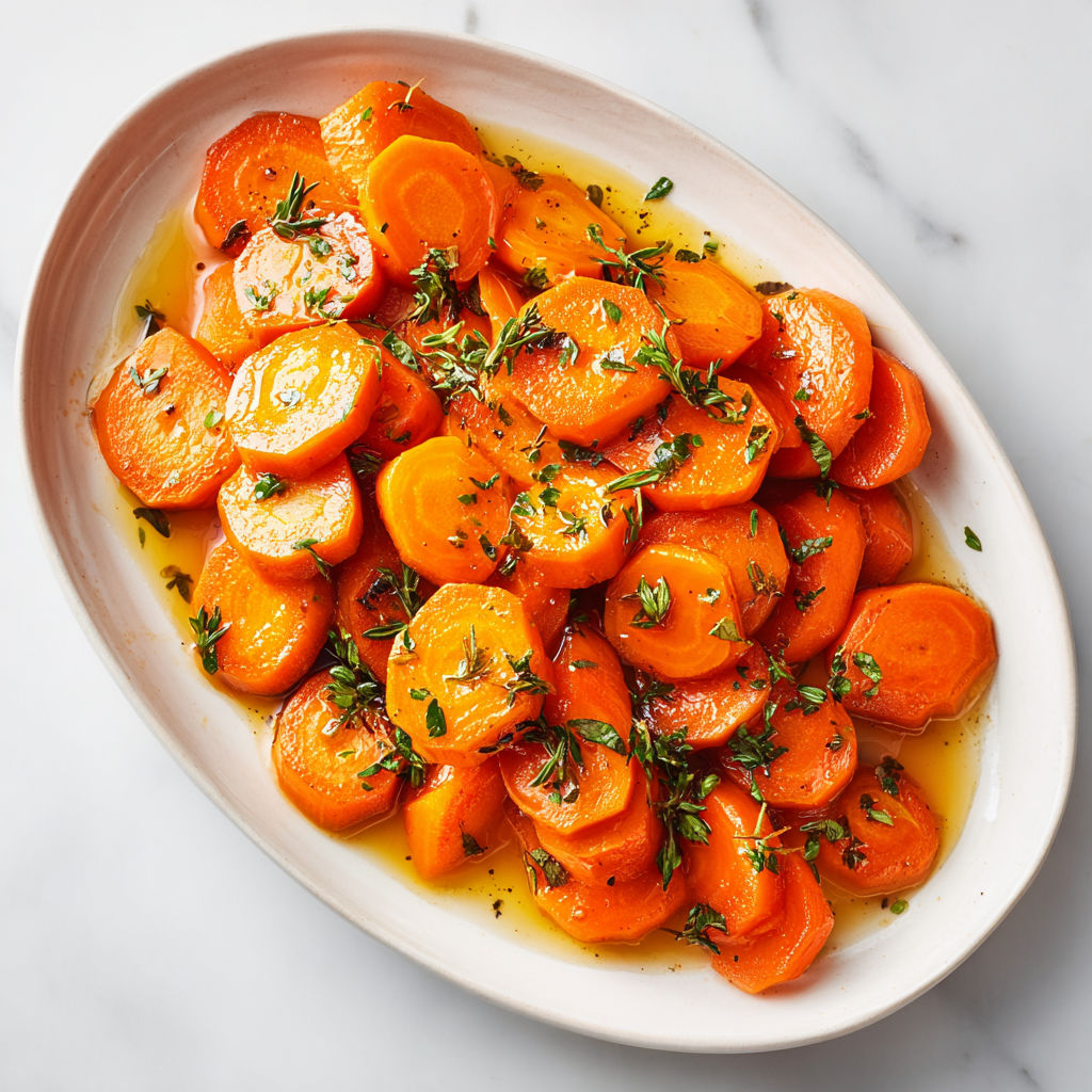 A white bowl filled with brown sugar glazed carrots.