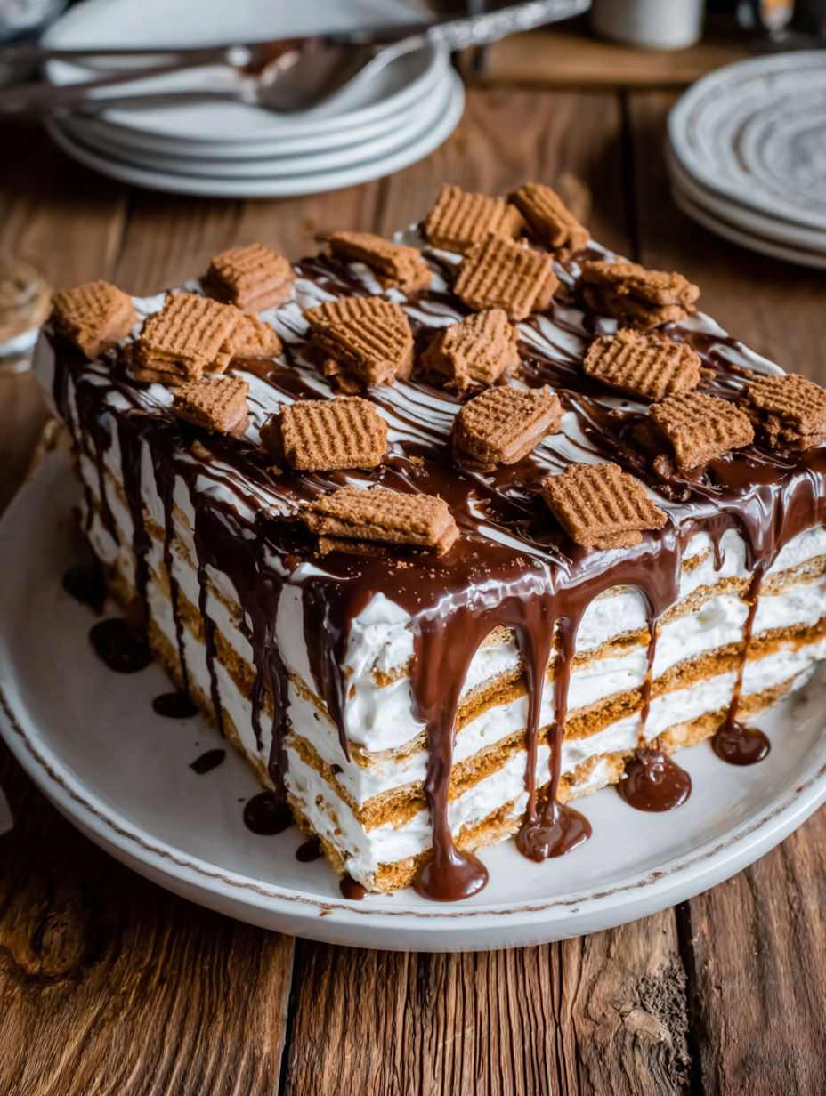 A Nutella Biscoff Icebox Cake Recipe.