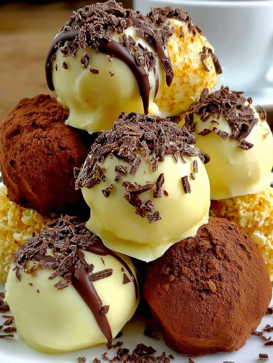 A stack of Tiramisu Truffles.