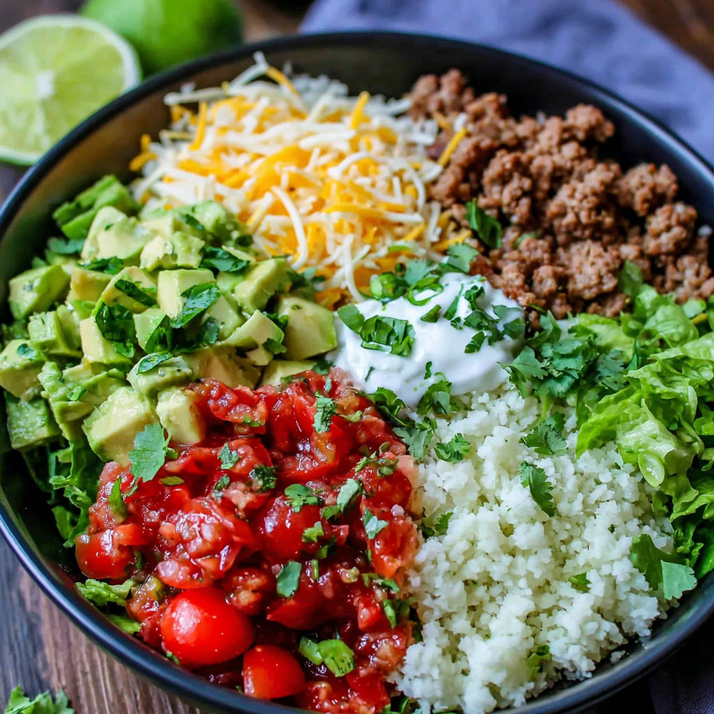 A bowl of food with a variety of ingredients.
