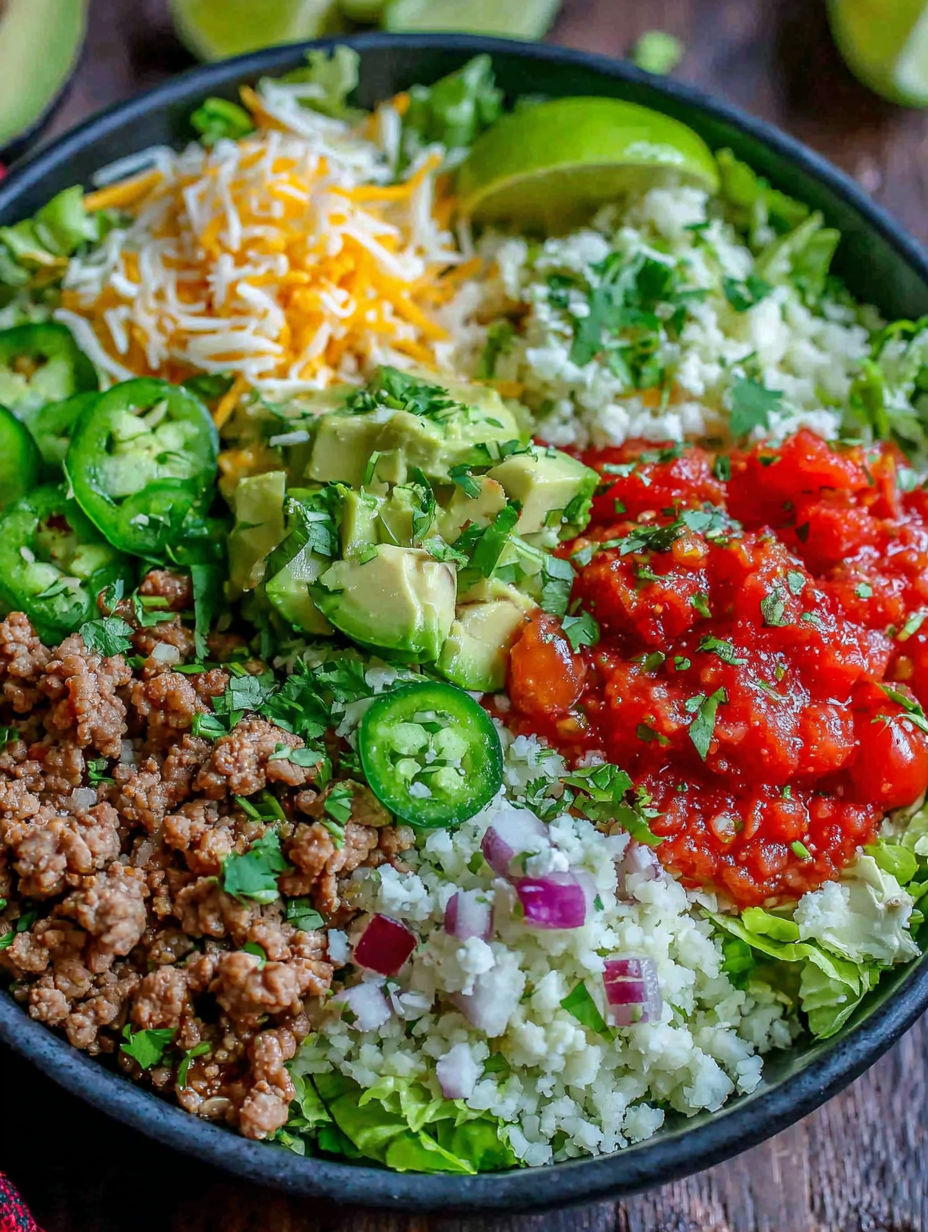 A bowl of food with rice, beans, cheese, and salsa.