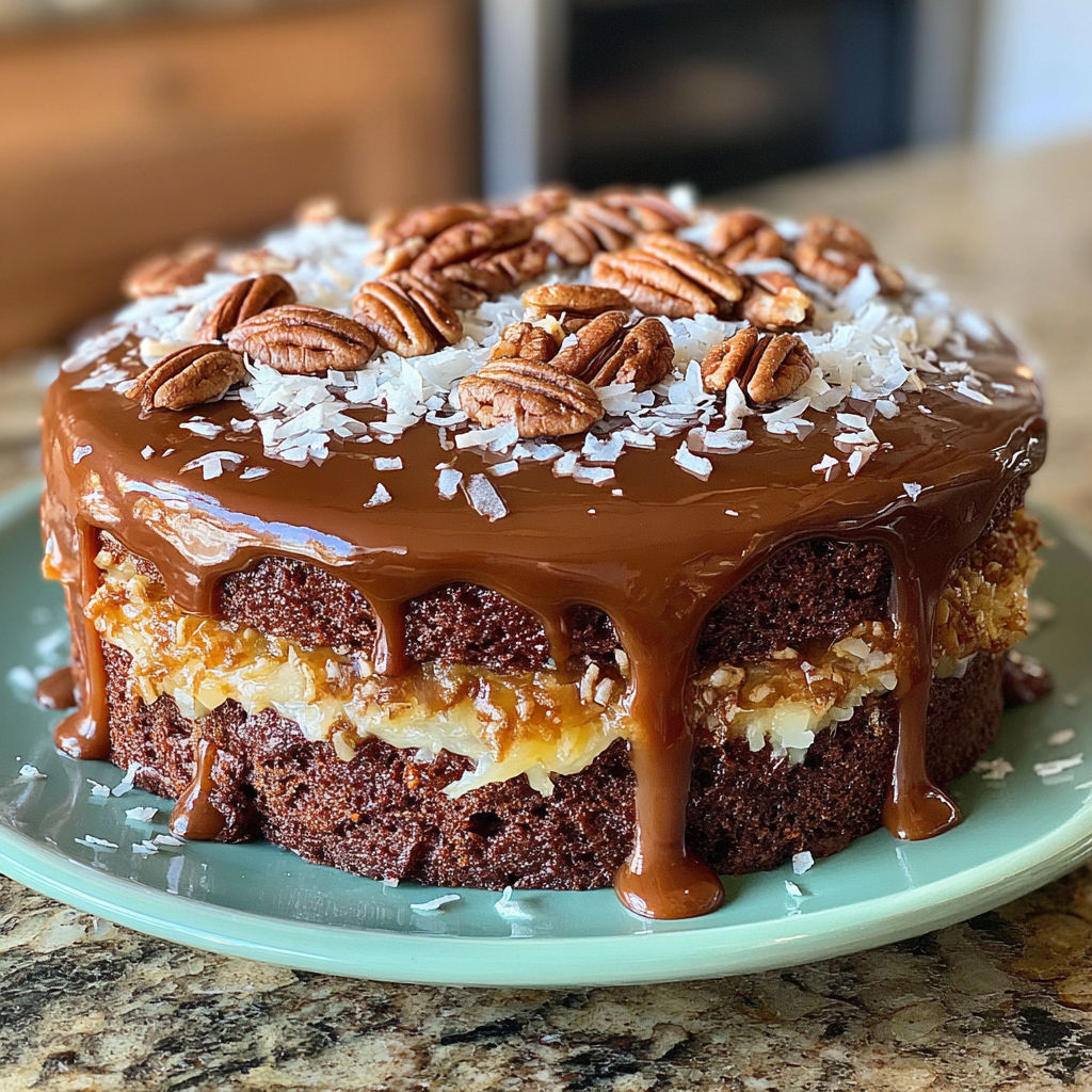 A slice of German Chocolate Cake.