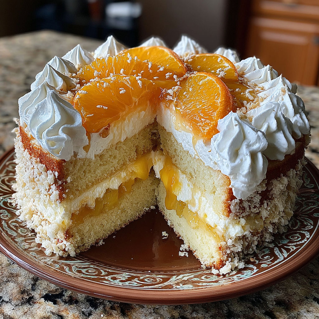 A slice of a Mandarin Orange Pineapple Cake.