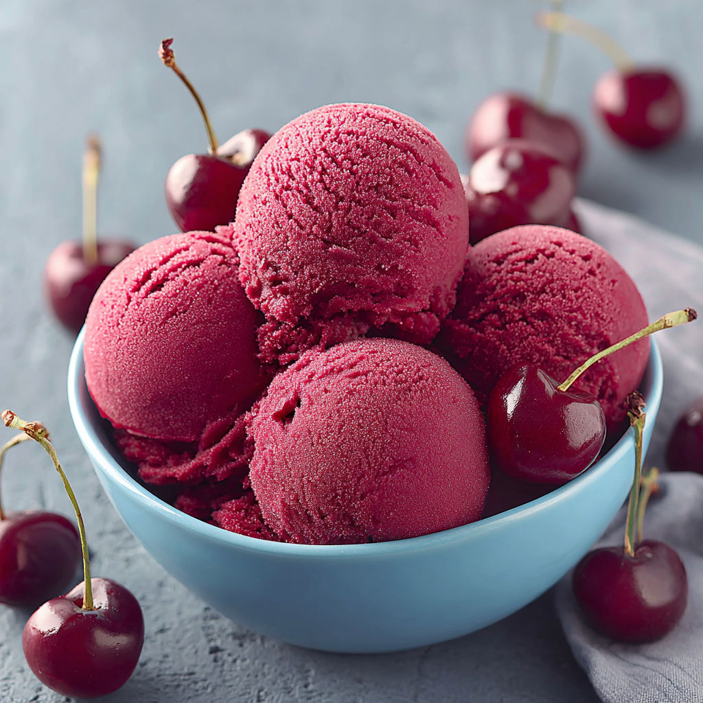 A bowl of cherry sorbet.