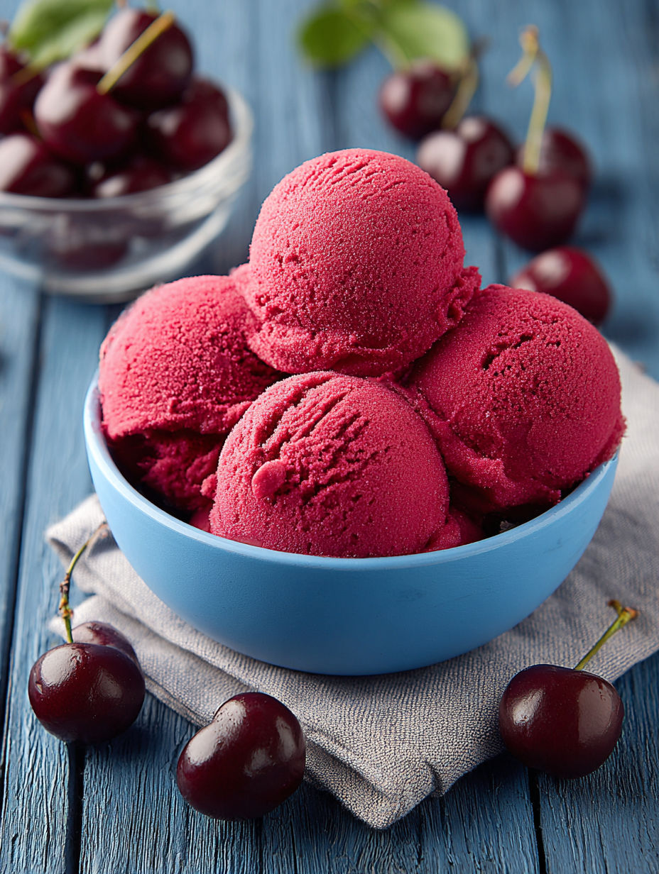 A bowl of cherry sorbet.