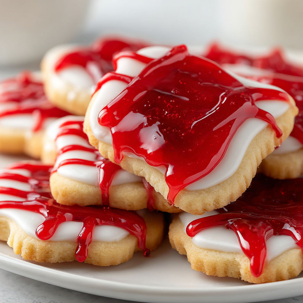 A plate of red raspberry glazed sugar cookies.