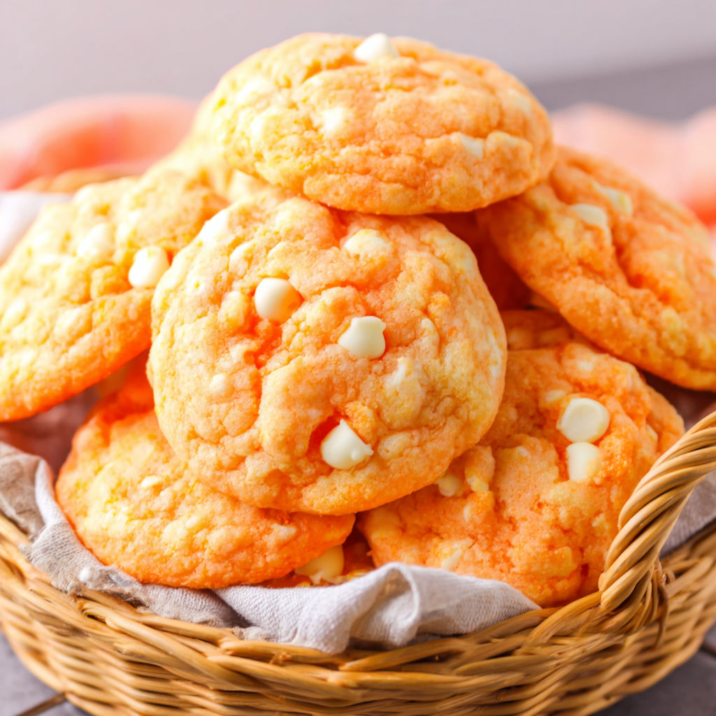 A basket of creamsicle orange cookies.