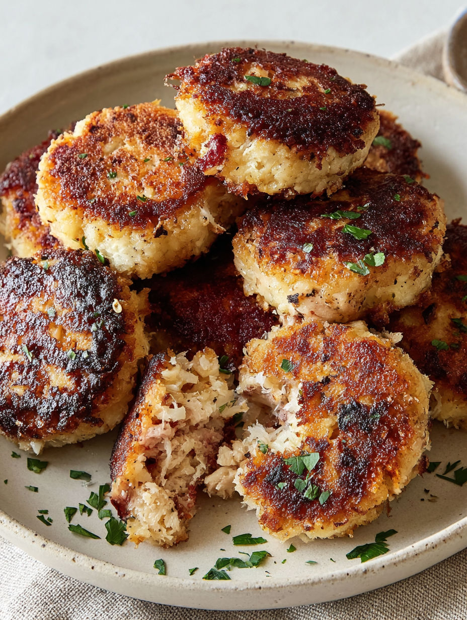 A plate of crispy turkey cakes.