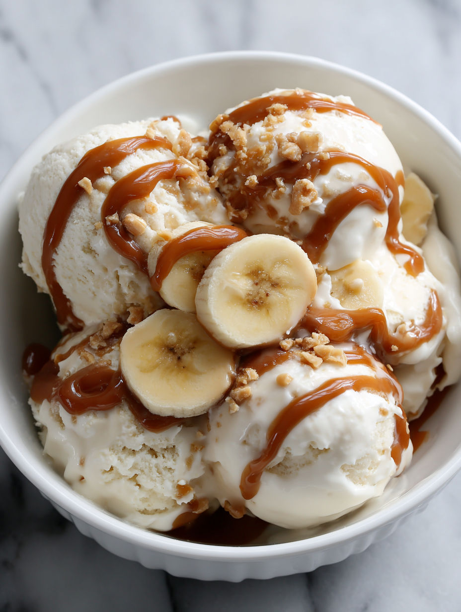 A bowl of banana protein ice cream.