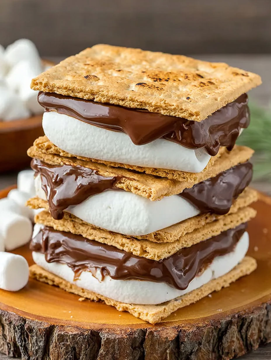 A stack of s'mores made in an air fryer.