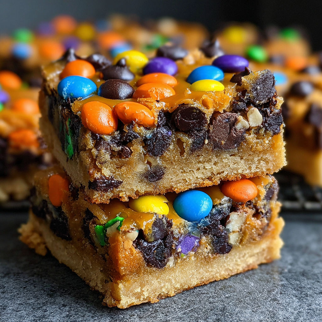 A close up of a delicious looking cookie bar.