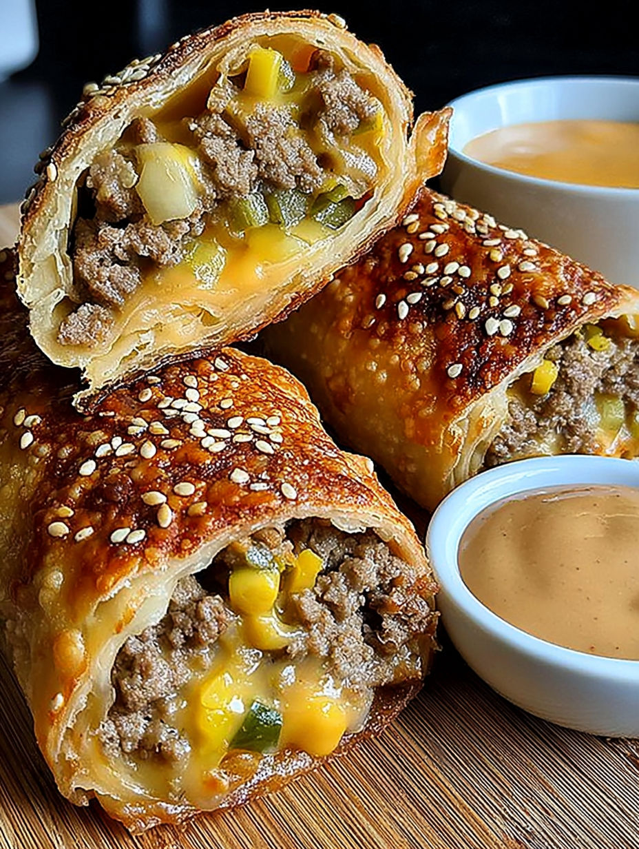 A pastry with meat and cheese is on a plate.