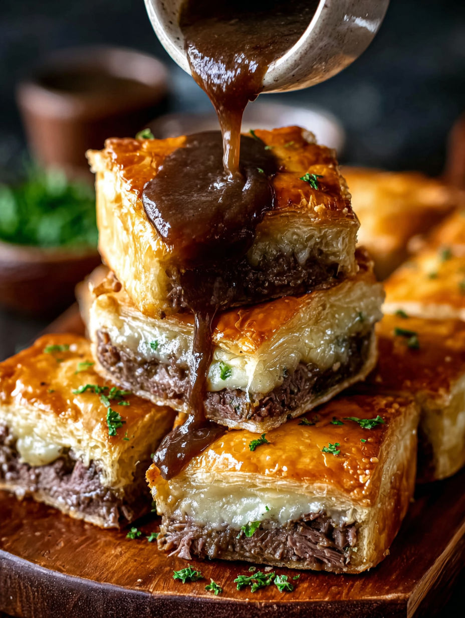 French dip squares with a buttery, savory twist.