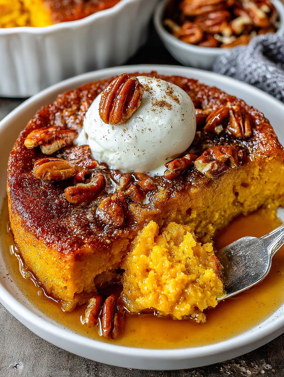 A slice of a Keto Pumpkin Crisp.