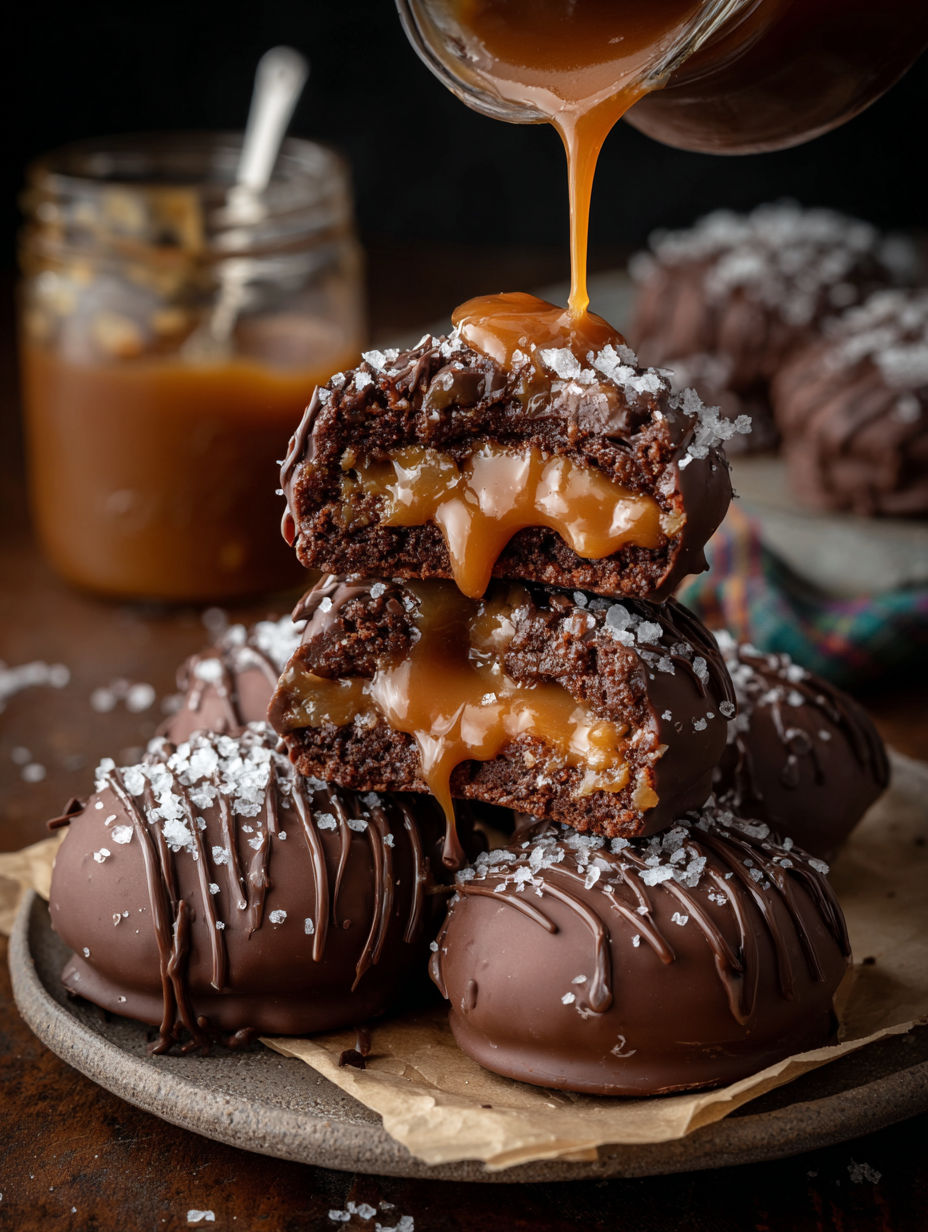 Salted caramel chocolate pillows recipe.