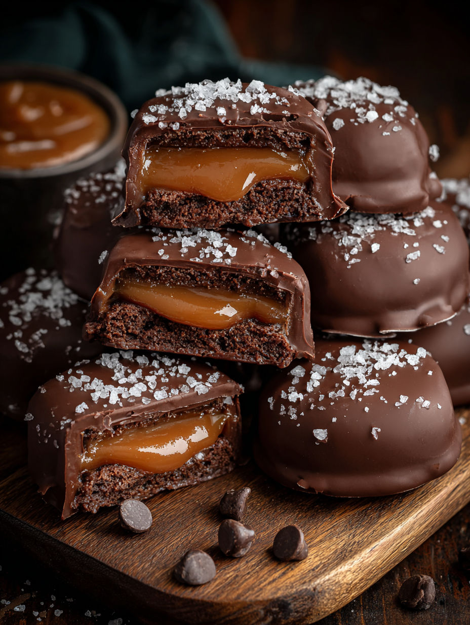 Salted caramel chocolate pillows recipe.