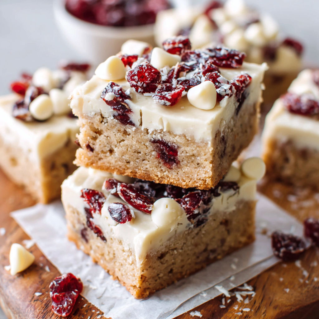 A stack of cranberry bliss bars.