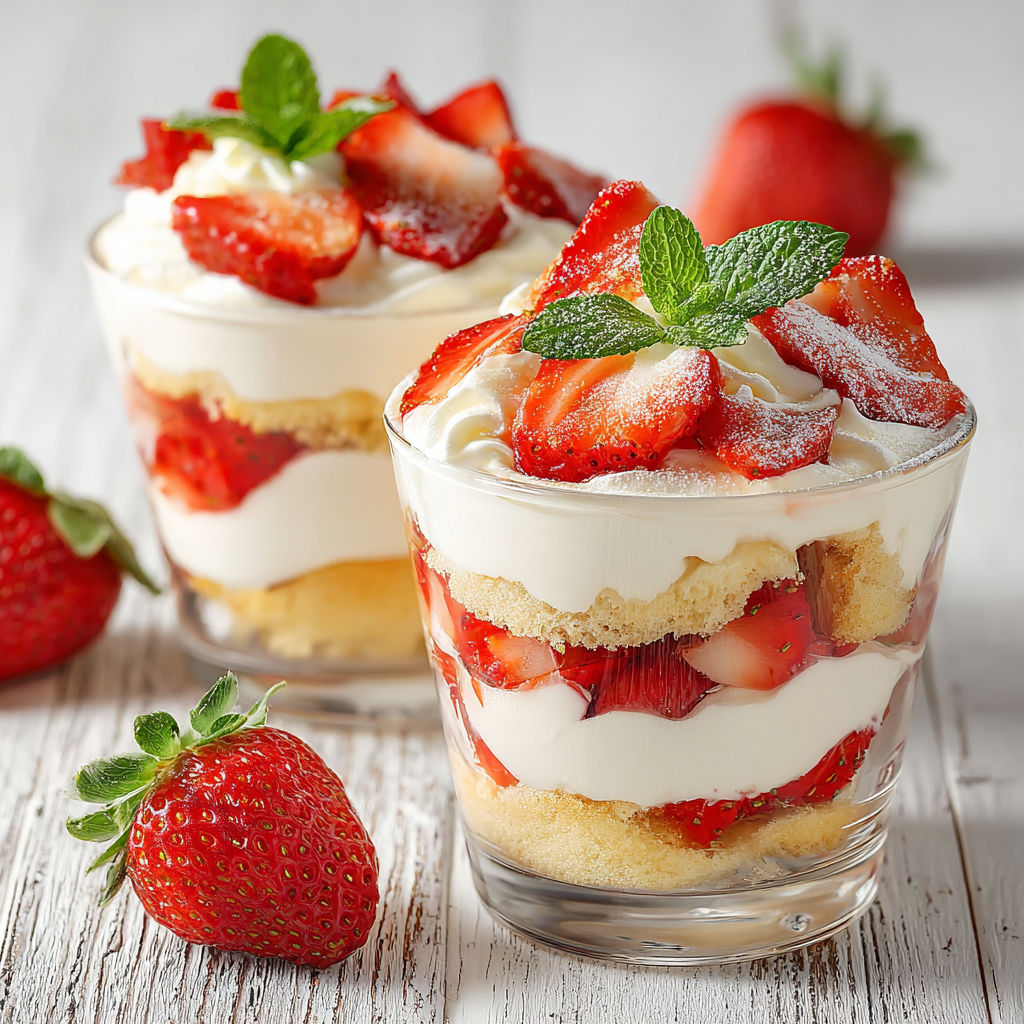 Two glasses of strawberry shortcake.