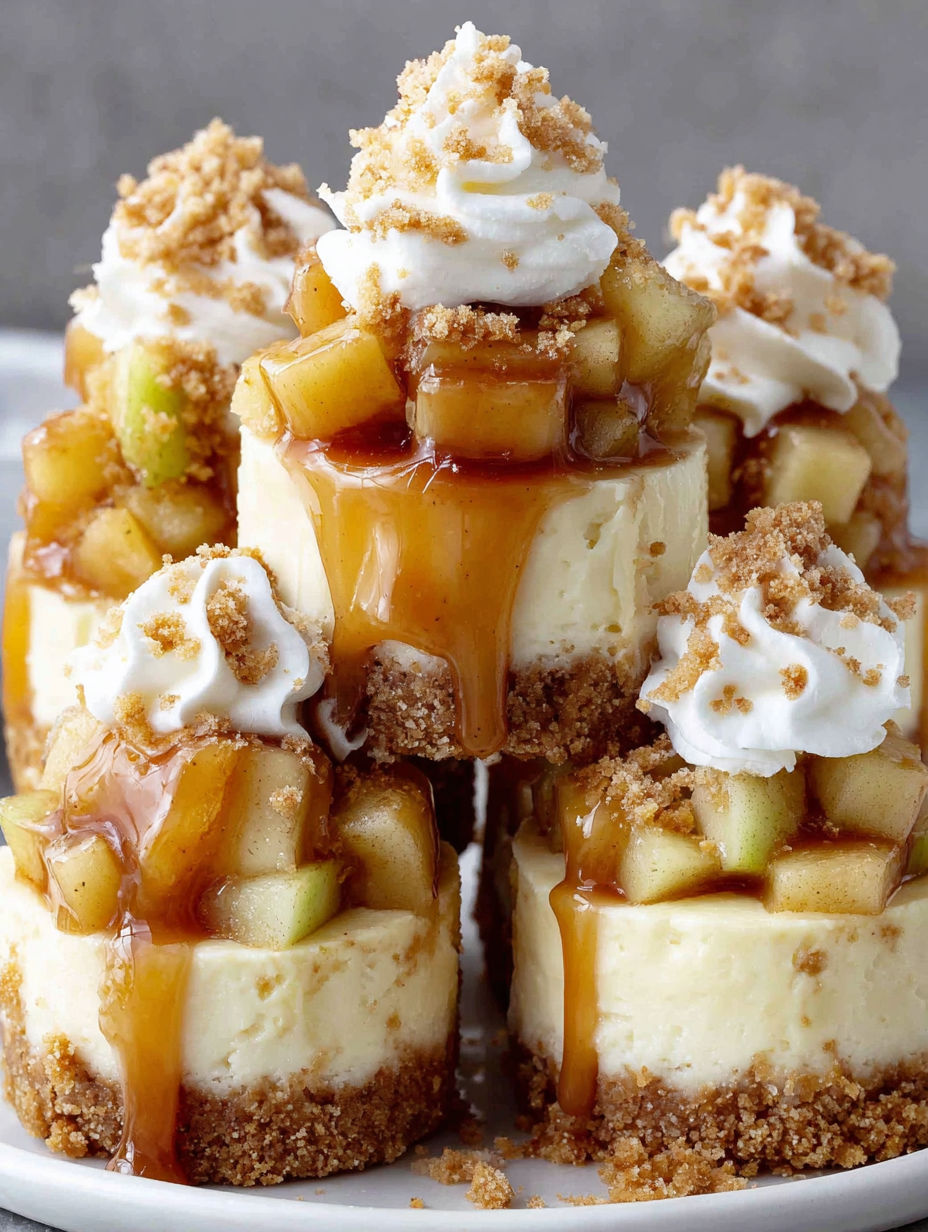 Mini caramel apple cheesecake bites.