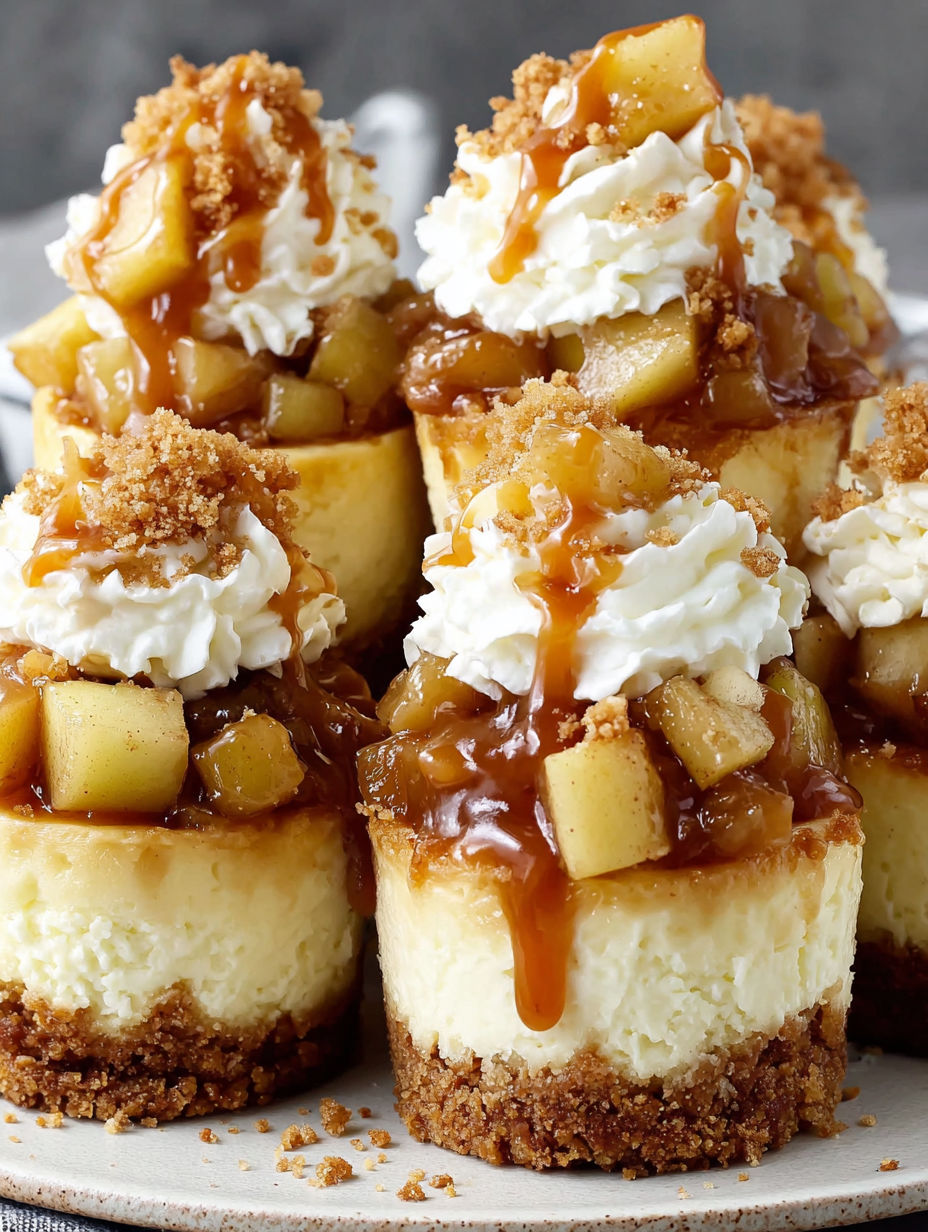 Mini caramel apple cheesecake bites.
