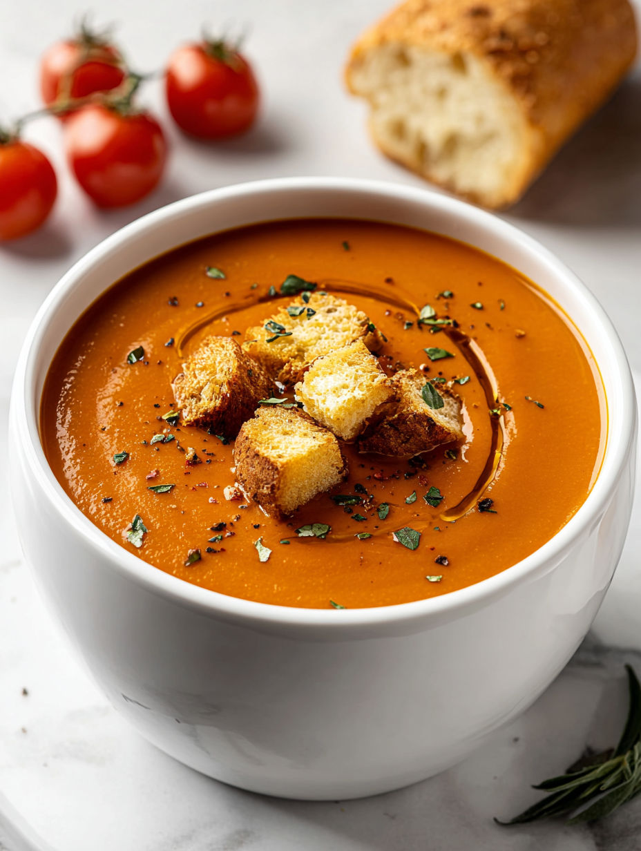 A bowl of soup with bread in it.