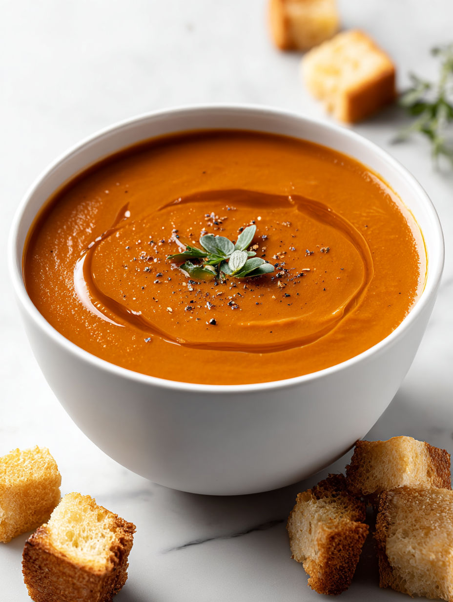 A bowl of soup with a spoon in it.