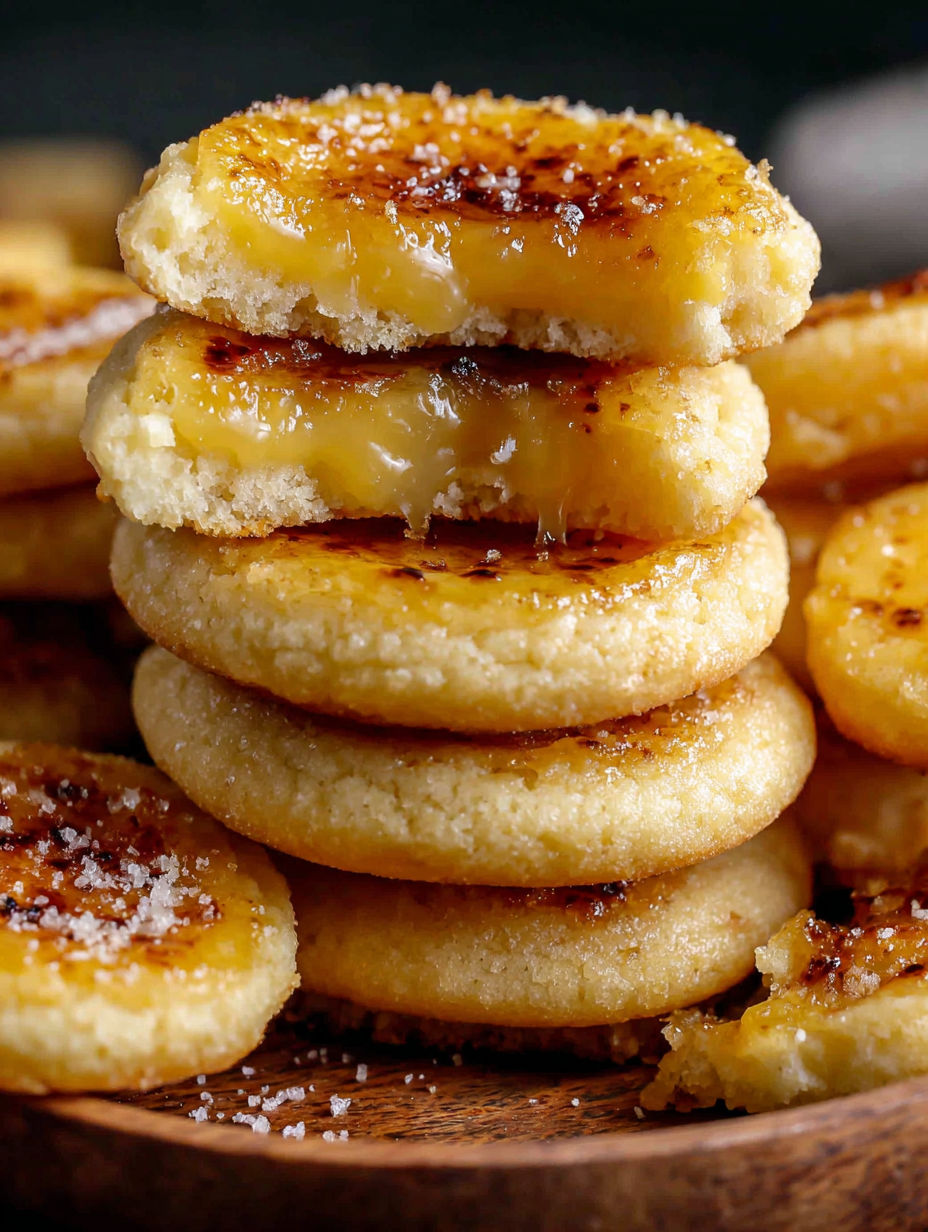 Stack of Lemon Curd Crème Brûlée Cookies.