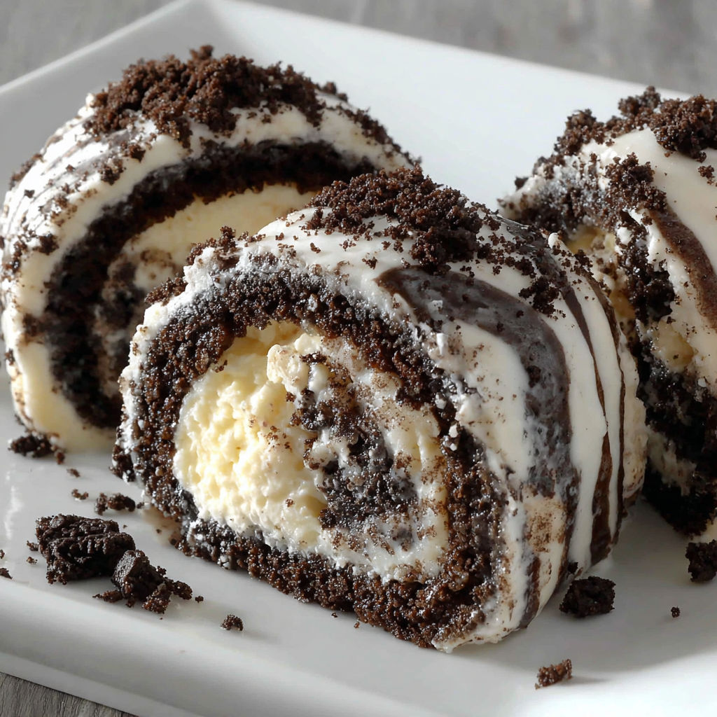 A plate of Oreo Sweet Sushi Rolls.