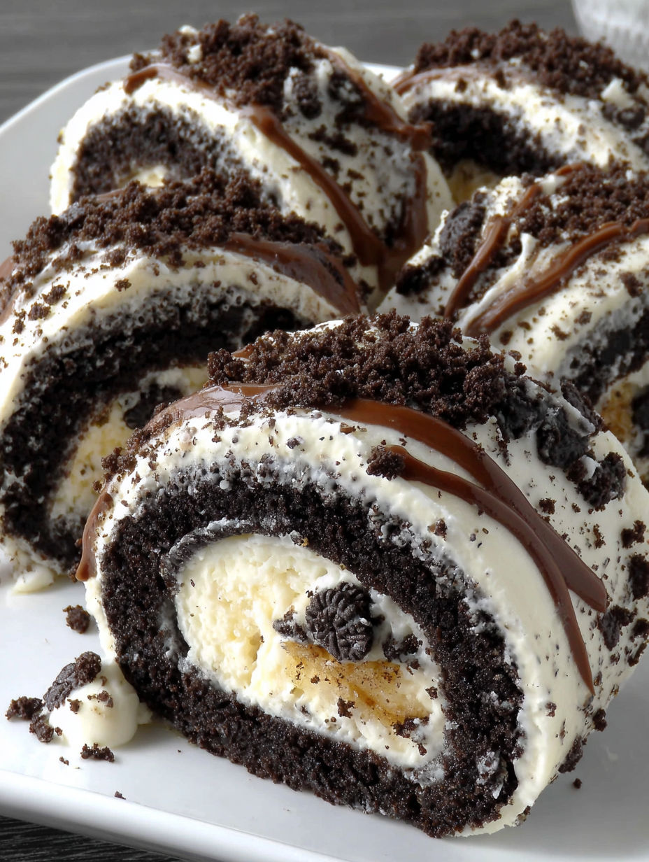 A plate of Oreo Sweet Sushi Rolls.