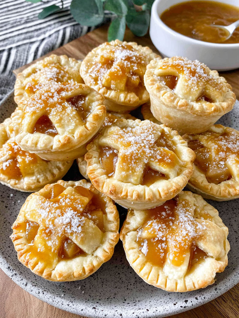 A plate of mini apple pies.