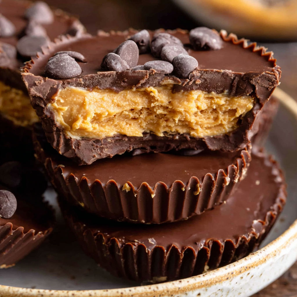 A plate of homemade peanut butter cups.