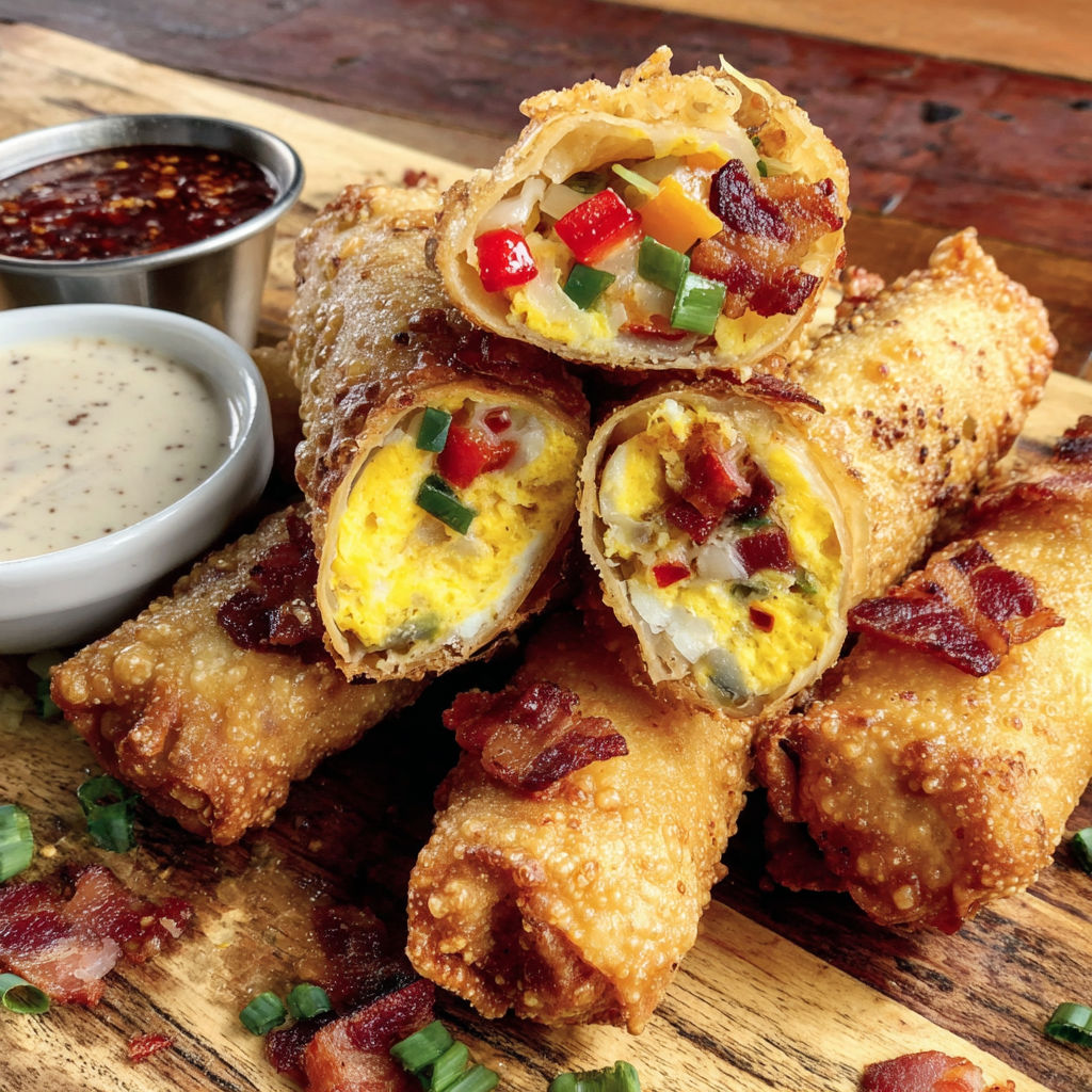 Bacon Egg Cheese Egg Rolls.