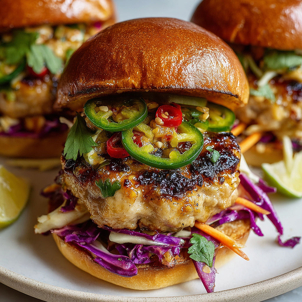 A Thai Sweet Chili Chicken sandwich with lettuce and pickled vegetables.