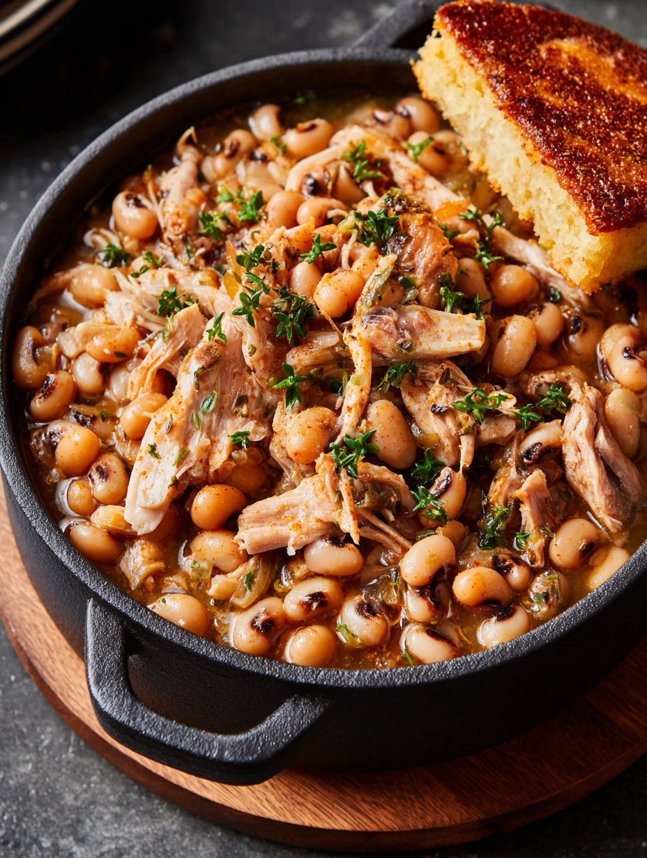 A bowl of food with a piece of bread on the side.