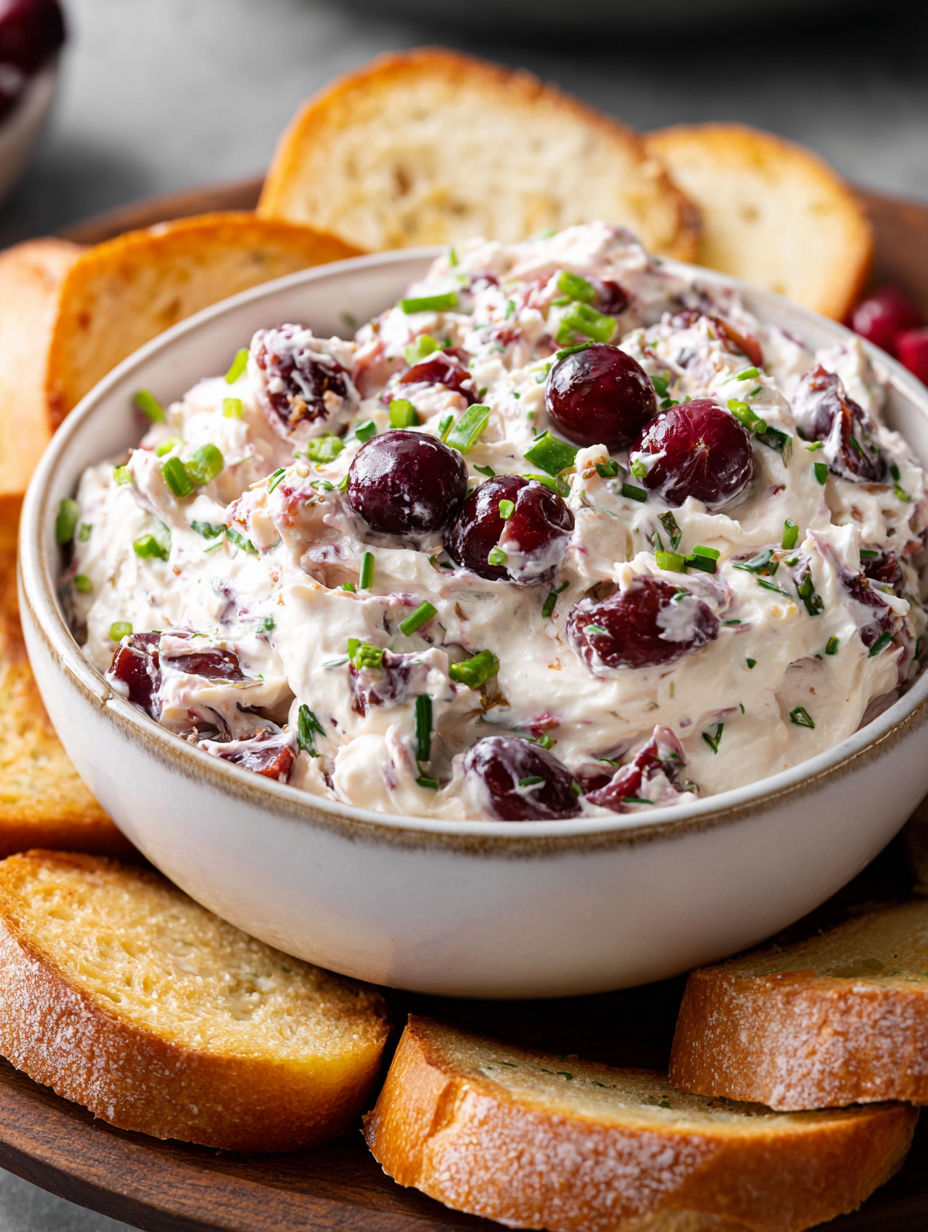 A bowl of cranberry jalapeño cream cheese dip.