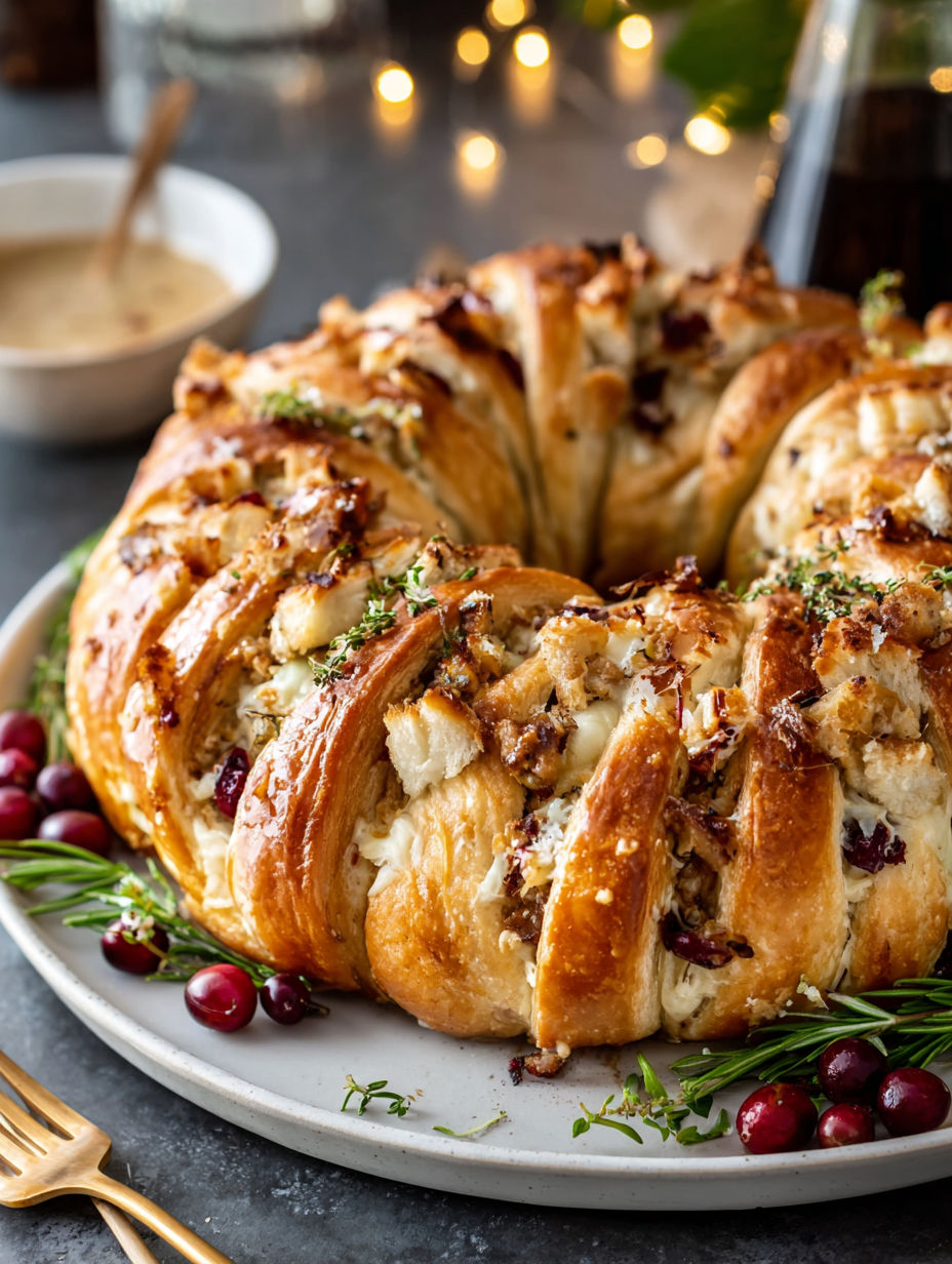 A savory turkey and cranberry crescent ring.