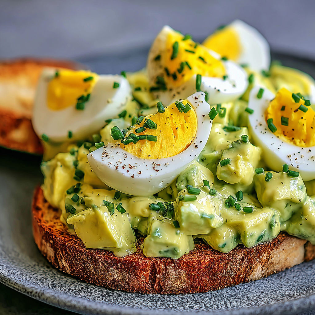 A plate of creamy avocado egg salad.
