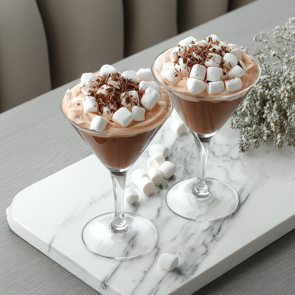 Two glasses of frozen hot chocolate martini.
