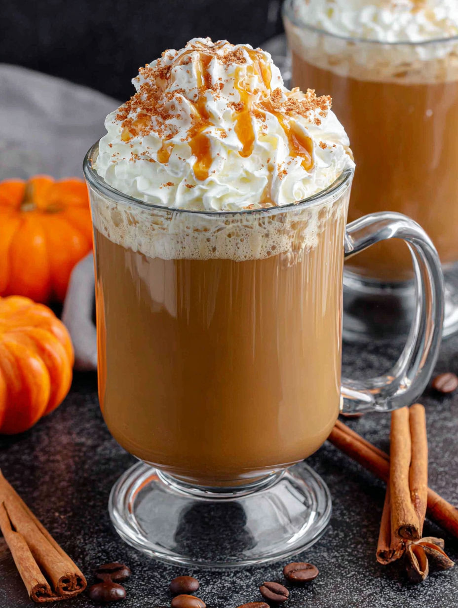 A glass of pumpkin spice latte with whipped cream.