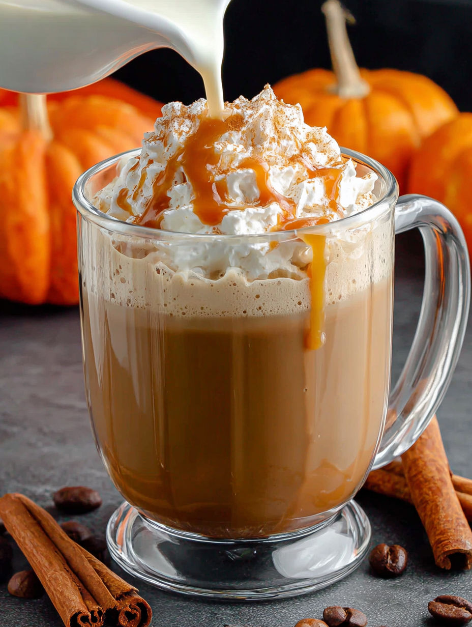A pumpkin spice latte with whipped cream.