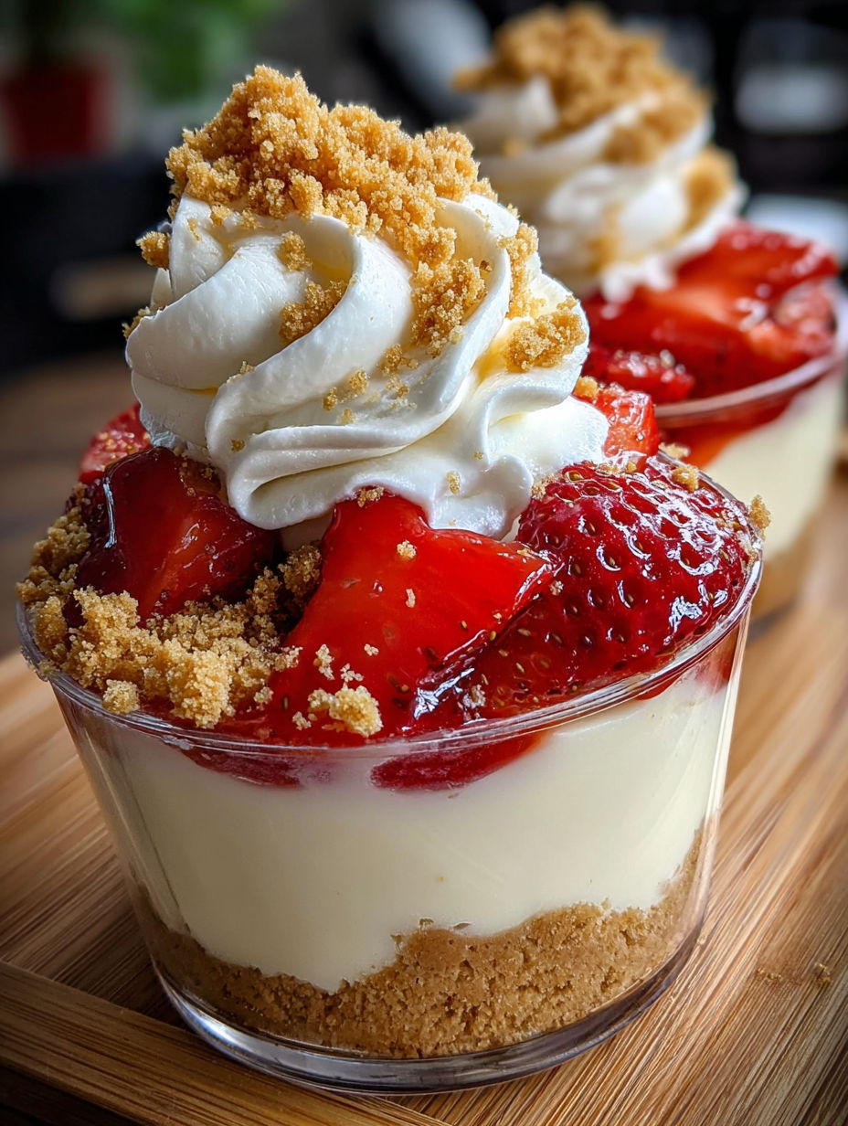A dessert with strawberries and whipped cream.